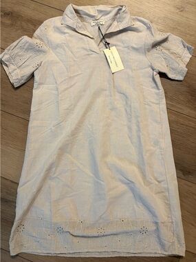 Sand Eyelet Sleeve Dress